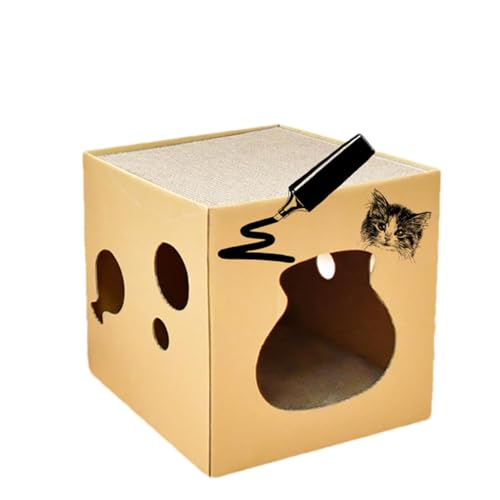Raypontia Katzenhäuser mit Kratzunterlage, Katzenkratzbretthaus,Katzenhaus-Kratzbox aus Wellpappe - Mehrstufiges Haustierversteck, faltbares Kratzbett zum Spielen und Ausruhen im Innen- und Raypontia Katzenhäuser mit Kratzunterlage, Katzenkratzbretthaus,Katzenhaus-Kratzbox aus Wellpappe - Mehrstufiges Haustierversteck, faltbares Kratzbett zum Spielen und Ausruhen im Innen- und von Raypontia