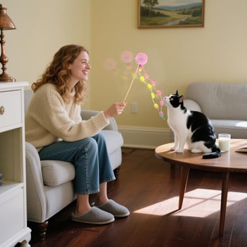 Raypontia Katzenstab Spielzeug - Spielzeug Gegen Langeweile Für Kätzchen Mit Lutscherform,Spiel Bewegung Langeweile Reduzieren Angel mit Glöckchen für Katzen Zuhause drinnen draußen Raypontia Katzenstab Spielzeug - Spielzeug Gegen Langeweile Für Kätzchen Mit Lutscherform,Spiel Bewegung Langeweile Reduzieren Angel mit Glöckchen für Katzen Zuhause drinnen draußen von Raypontia