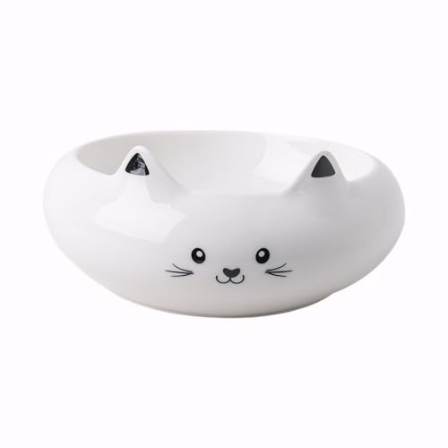 Raytrue-X Keramik-Katzennapf mit 3D-Kätzchenohren zum Halten von Futter und Wasser, erhöht, kleine Haustiergeschirr, Anti-Rollover, spülmaschinenfest von Raytrue-X