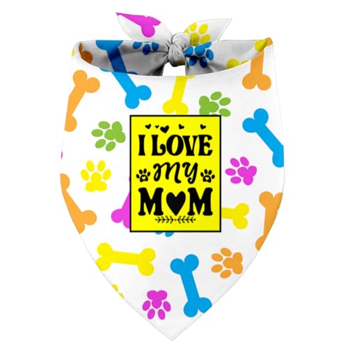 Hundehalstuch, Aufschrift "I Love My Mom", Geschenk für Hundeliebhaber, Geburtstag oder Weihnachten, für kleine, mittelgroße und große Hunde (L13) von Razpah