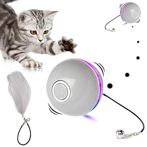 Rben Elektrisches interaktives Katzenballspielzeug | Automatisches Spinnballspielzeug für Katzen und Hunde im Innenbereich | USB wiederaufladbare Spinnbälle mit eingebauten LED-Leuchten für Katzen von Rben