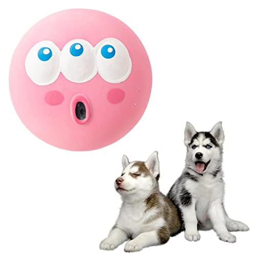Rben Quietschendes Hundespielzeug,Kauspielzeug für Hundezähne aus Silikon | Flacher lustiger Hundespielzeugball für mittelgroße Hunde, Haustierkaubälle Spielzeug für Welpen und kleine Hunde, (Rosa von Rben
