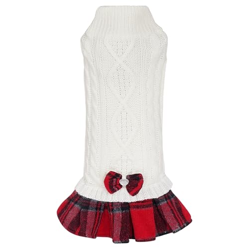 Rbenxia 1 x Hundepullover für kleine Hunde, gestricktes Hundekleid mit Schleife, Rollkragen, Hundekleidung Rbenxia 1 x Hundepullover für kleine Hunde, gestricktes Hundekleid mit Schleife, Rollkragen, Hundekleidung von Rbenxia