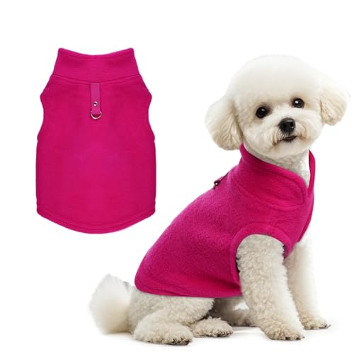 Rbenxia Hundepullover mit Leinen-Ring, weiche Fleece-Weste, Pullover, warme Jacke, Haustierkleidung, Winter-Hunde-Outfits für kleine Welpen, Katzen, Haustiere, Rosarot Rbenxia Hundepullover mit Leinen-Ring, weiche Fleece-Weste, Pullover, warme Jacke, Haustierkleidung, Winter-Hunde-Outfits für kleine Welpen, Katzen, Haustiere, Rosarot von Rbenxia