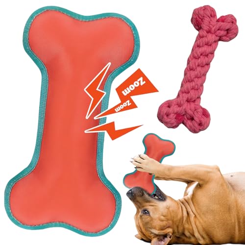 Rbleote Hundespielzeug Unzerstörbar Hellbraun Unzerstörbares Hundespielzeug, Kauspielzeug Hund Unzerstörbar für Zahnpflege und Spaß (Wird mit Baumwollseilknochen*1 Geliefert) von Rbleote