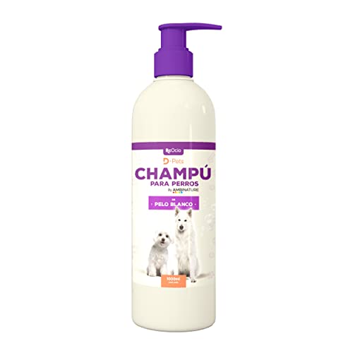 Shampoo für Hunde mit Weißes Fell 1 Liter | HundeShampoo für Hunde mit Hellen Tönen | Glanz und Farbauffrischer | Fortgeschrittene Formel mit natürlichen Inhaltsstoffen von RcOcio