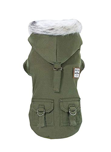 Rdc Pet Pet Hunde Kapuzenpullis Arbeitskleidung verdickter Hund insgesamt Hund Militäruniform Armee Sweater Baumwolljacke Pelzmantel für kleine Hund mittlere Hund (Grün,M) von Rdc Pet