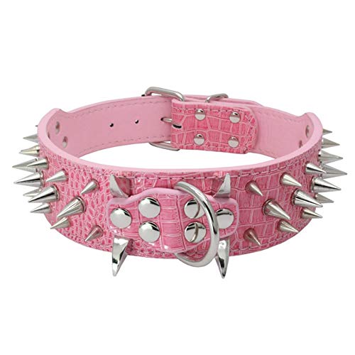 Hundehalsband Mit Scharfen Stacheln Besetzte Luxuriös Gepolsterte Lederhalsbänder für Mittelgroße Hunde 5cm Breite Halskette Gegen Beißen (M, PK-SB) Hundehalsband Mit Scharfen Stacheln Besetzte Luxuriös Gepolsterte Lederhalsbänder für Mittelgroße Hunde 5cm Breite Halskette Gegen Beißen (M, PK-SB) von Izefia