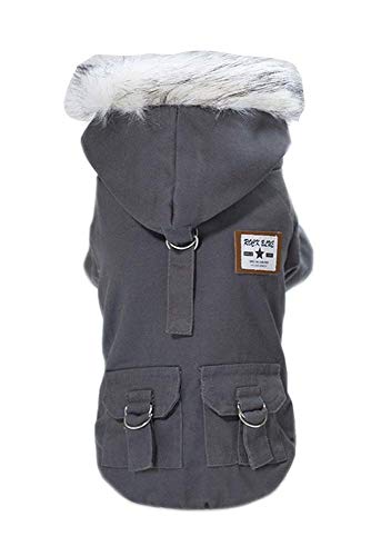 Rdc Pet Pet Hunde Kapuzenpullis Arbeitskleidung verdickter Hund insgesamt Hund Militäruniform Armee Sweater Baumwolljacke Pelzmantel für kleine Hund mittlere Hund (Grau,XXL) von Trudz PET