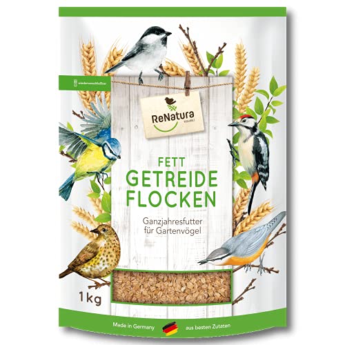 ReNatura® Fett-Getreideflocken Vogelfutter Vogel Nahrung Futtermischung für Gartenvögel 1,0 kg von ReNatura