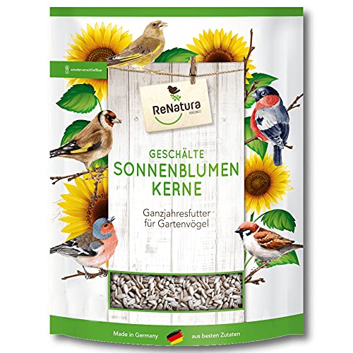 ReNatura® Geschälte Sonnenblumenkerne Vogelfutter Vogel Nahrung Futtermischung für Gartenvögel 1,0 kg von ReNatura