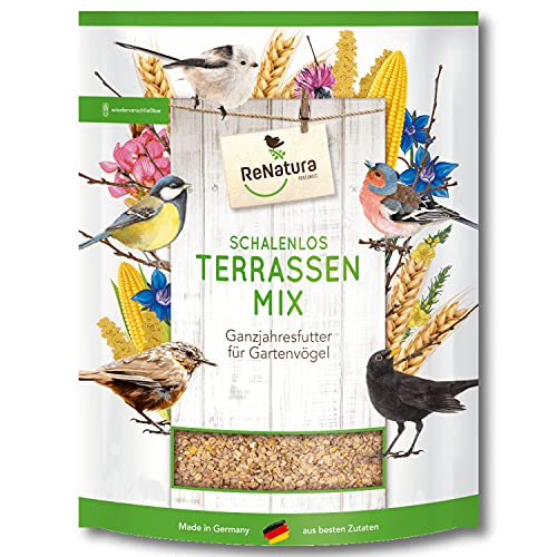ReNatura® Terrassenmix Vogelfutter Vogel Nahrung Futtermischung für Gartenvögel schalenlos 1,0 kg von ReNatura
