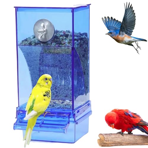 Automatischer Vogelfutterspender Für Haustiere, Automatischer Vogelfutterspender Für Papageien, Futterspender, Auslauf- Und Spritzwassergeschützter Automatischer Vogelfutterspender (Blau) von RePaLy