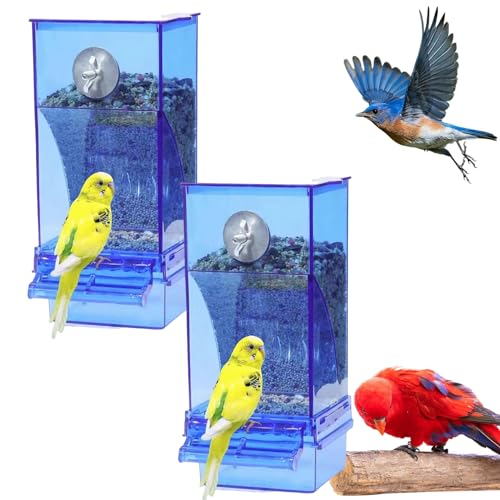 Automatischer Vogelfutterspender Für Haustiere, Automatischer Vogelfutterspender Für Papageien, Futterspender, Auslauf- Und Spritzwassergeschützter Automatischer Vogelfutterspender (Blau-2 STK) von RePaLy