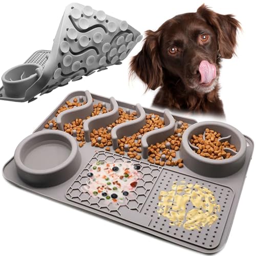 Rea, PuppyJoy Anti-Schling Napfmatte 368919 Grey, Fördert langsames Fressen und gesunde Verdauung - 4X30X4CM von Rea
