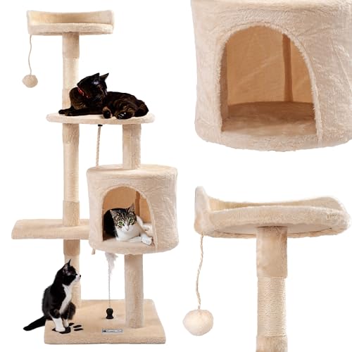 Rea, PuppyJoy Katzenkratzbaum mit Mehreren Ebenen Pj-042 Beige, Spiel, Schlaf und Kletterparadies für Stubentiger - 85X10X85CM Rea, PuppyJoy Katzenkratzbaum mit Mehreren Ebenen Pj-042 Beige, Spiel, Schlaf und Kletterparadies für Stubentiger - 85X10X85CM von Rea