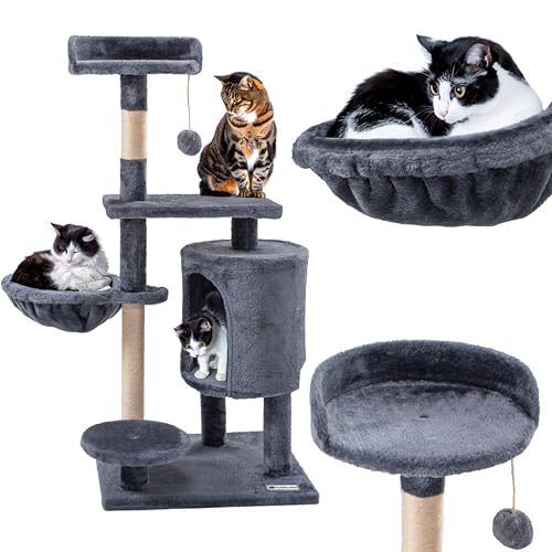 Rea, PuppyJoy Katzenkratzbaum mit Mehreren Ebenen Pj-043 105CmGrey, Spiel, Schlaf und Kletterparadies für Stubentiger - 105X10X105CM von Rea