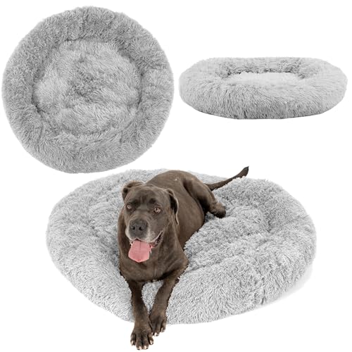Rea, PuppyJoy Weiches Haustierbett Donut Pj-014 100CmLight Grey, Bequemer Schlafplatz für kleine und große Fellnasen - 100X100X18CM von Rea