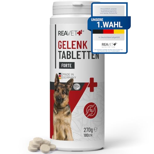ReaVET Gelenktabletten Hund I 180 Stück für 12 Monate I Gelenke Tabletten für Hunde mit Grünlippmuschel I nach behandelter Arthrose, Arthritis Gelenktabletten Hund von ReaVET