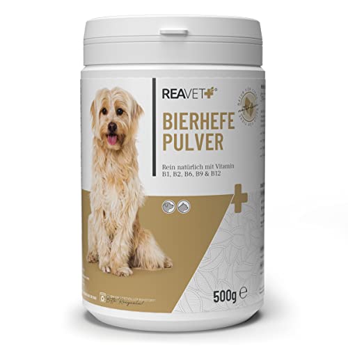 ReaVET Bierhefe Pulver für Hunde & Katzen 500g - Reine Bierhefe gemahlen gegen Haarausfall & Zecken, Natürliche B Vitamine und Biotin für Hund und Katze, Ohne Zusätze von ReaVET