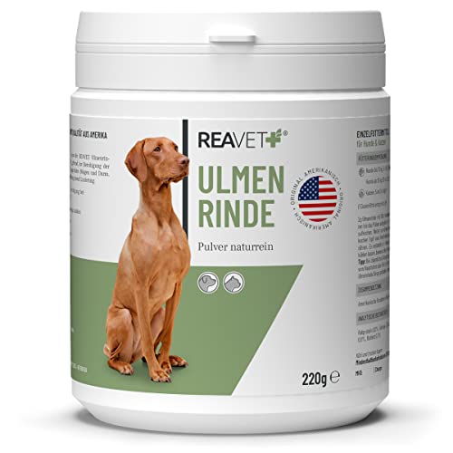 ReaVET Ulmenrinde Pulver Amerikanisch für Hunde & Katzen 220g – Natürlich für Magen und Darm, Durchfall Pulver für Hund Katzen, gegen Verstopfung, Slippery Elm Bark von ReaVET