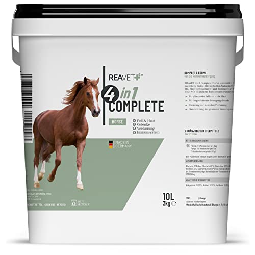 ReaVET 4in1 Complete für Pferde 3kg – Rundumversorgung für Pferde mit Bierhefe, Hagebutte & Topinambur, Vitamine für Fell & Haut, Gelenke, Verdauung, Immunsystem beim Pferd von ReaVET