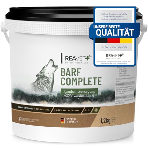 ReaVET Barf Complete Hund Pulver 1,2kg - Barfen für Hunde, Barf Zusatz Komplett, Mineralien & Vitamine, Barf Hund von ReaVET