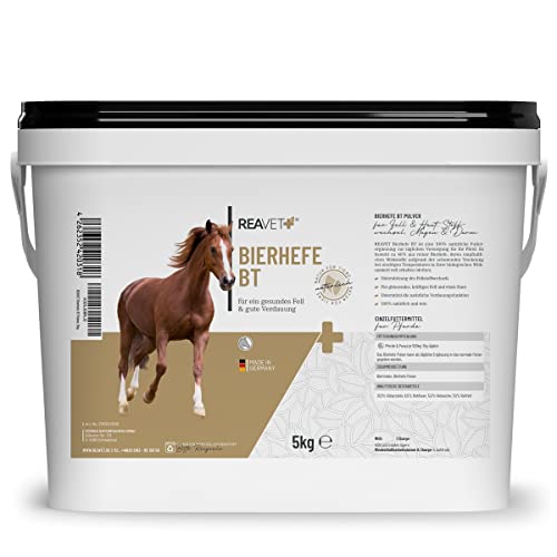 ReaVET Bierhefe BT für Pferde 5kg – Naturrein in Premium Qualität, für glänzendes kräftiges Fell & Vitale Haut, mit Biotin & Vitamin B I Bierhefe für Pferde Ohne Zusätze von ReaVET