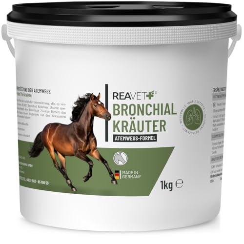 ReaVET Bronchialkräuter Pferd 1kg - Natürliche Kräuter bei Husten & Schnupfen, Atemwegskräuter Pferde als Ergänzungsfutter, Hustenkräuter für freie Atemwege von ReaVET