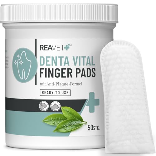 ReaVET Denta Vital - Zahnpflege Finger-Pads für Hunde & Katzen 50 Stück – Zahnreinigung, Zahnpflege ohne Zahnbürste Zahnsteinentferner I Fingerpads, Fingerlinge gegen Mundgeruch von ReaVET