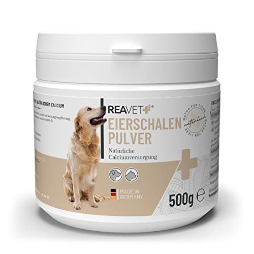 ReaVET Eierschalenpulver Hund & Katze 500g – Natürliche Calciumquelle für gesunde Knochen und Zähne, Eierschalen Pulver für Hunde und Katzen, Barf Zusatz von ReaVET