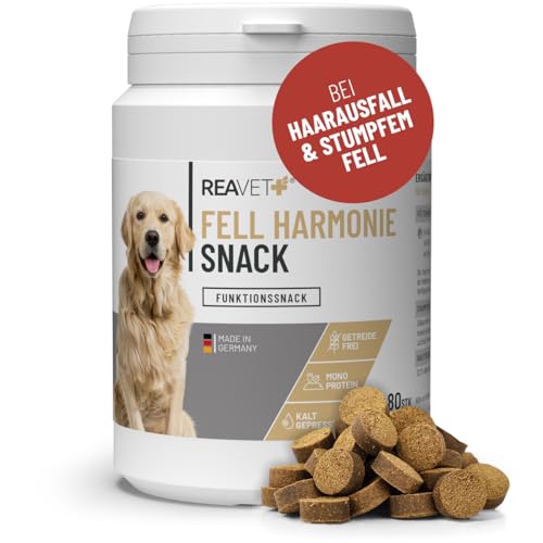 ReaVET Fellsnack Omega-3 für Hunde I für gesunde Haut & glänzendes Fell I bei Juckreiz, Haarausfall, Fellwechsel - Mit Lachsöl Omega-3-Fettsäuren I Getreidefreie Hunde-Leckerlies Ohne Zucker von ReaVET