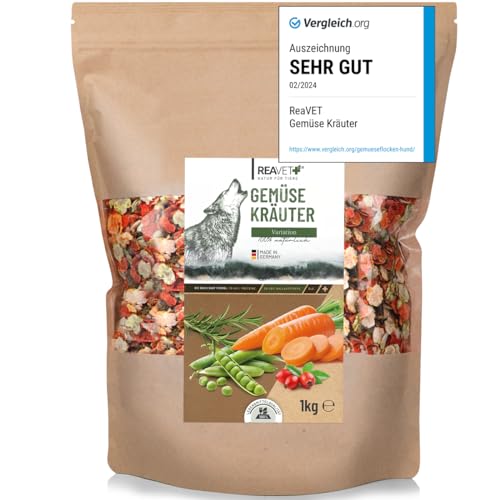 TESTURTEIL SEHR GUT 02/24 ReaVET Gemüse und Kräuter 1kg für Hunde I Gemüseflocken Getreidefrei I Ergänzungsflocken Barf Zusatz für Hund TESTURTEIL SEHR GUT 02/24 ReaVET Gemüse und Kräuter 1kg für Hunde I Gemüseflocken Getreidefrei I Ergänzungsflocken Barf Zusatz für Hund von ReaVET