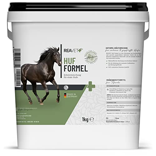 ReaVET Hufformel Pferde und Ponys 1 kg - Naturprodukt aus nährstoffreichen Kräutern für gesunde, Starke Hufe, Futterergänzung, natürliche Hufpflege von ReaVET