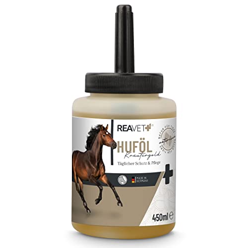 ReaVET Huföl für Pferde - Spezial-Hufpflege für Gesunde Hufe, Gegen Trockene Rissige Hufe, 450ml von ReaVET
