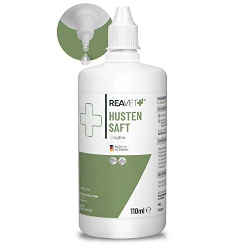 ReaVET Hustensaft für Hunde und Katzen I Bronchial Tropfen 110ml Saft bei Husten beim Hund - Reich an Atemkräutern wie Thymian, Hustenmittel Liquid von ReaVET