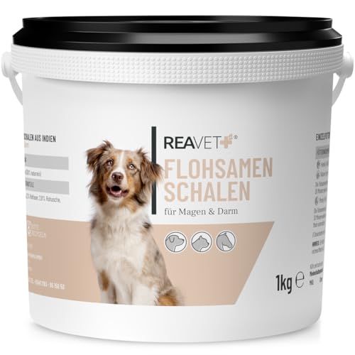 ReaVET Flohsamenschalen für Hund & Pferd 1kg - Naturrein in Premium Qualität, Ballaststoffreich, Glutenfrei I Flohsamen für Pferde, Hunde & Katzen in Premiumqualität, Ohne Zusätze von ReaVET