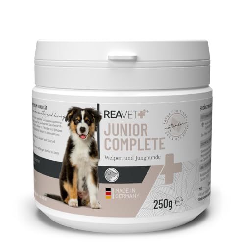 ReaVET Junior Complete für Hunde - Natürliche Knochenentwicklung für Welpen & Junghunde, Ergänzung für Sehnen, Bänder, Knochen, Zahn Entwicklung, Mit Mineralien und Vitaminen von ReaVET