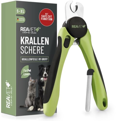 ReaVET Krallenschere für Hunde & Katzen - Inklusive Krallenfeile & Abstandshalter I Edelstahl Krallenzange zur Krallenpflege, Krallenschneider I Nagelschere Nagelknipser Hund von ReaVET