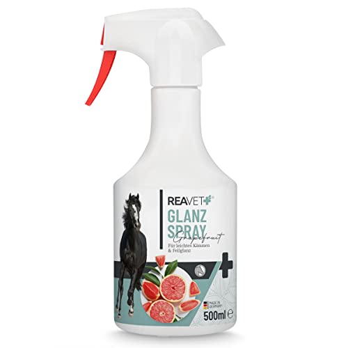ReaVET Schweif und Mähnenspray für Pferde 500ml - mit Grapefruit Duft, Brillanter Glanz, leichte Kämmbarkeit & Gesundes Fell, Pflegespray für Pferde von ReaVET