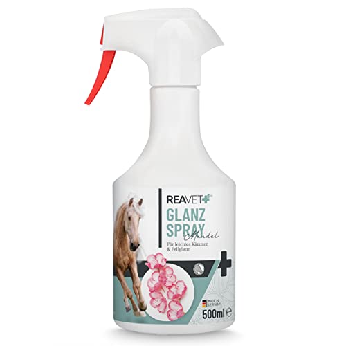 ReaVET Schweif und Mähnenspray für Pferde 500ml - mit Mandel Duft, Brillanter Glanz, leichte Kämmbarkeit & Gesundes Fell, Pflegespray für Pferde von ReaVET