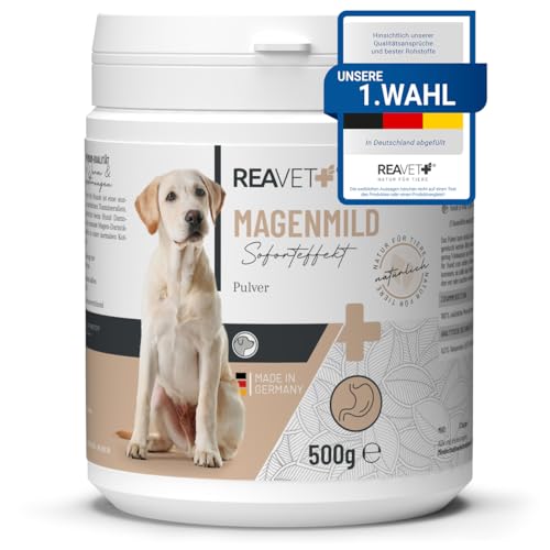 ReaVET Magenmild Pulver für Hunde 500g - zum Magen sanft Unterstützung der Verdauung & Harmonisierung der Magen-Darm-Aktivität, Magenschutz Hund mit Probiotika von ReaVET