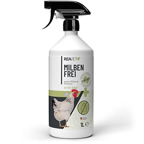 ReaVET Milbenspray für Hühner 1L - Natürliches Mittel gegen Milben bei Hühner & Geflügel im Hühnerstall, Milbenspray mit Soforteffekt gegen Juckreiz und Befall, Milben sicher entfernen von ReaVET