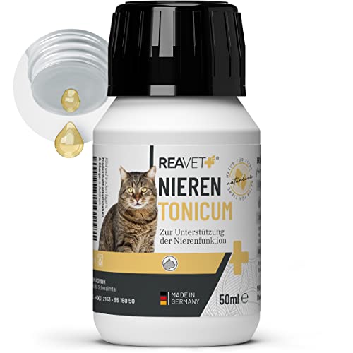 ReaVET Nieren Tonicum für Katzen 50ml I zur Unterstützung der Nierenfunktion & Harnwege I 100% Natürlich, Ergänzungsfuttermittel für ausgewachsene Katzen von ReaVET