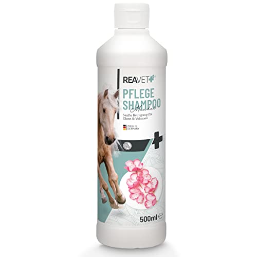 ReaVET Pferdeshampoo für Pferde mit Mandel Duft - 500ml Pferde Shampoo pflegt Fell, Schweif & Mähne, Pferd Shampoo für alle Felltypen - Intensive Reinigung + Pflege von ReaVET