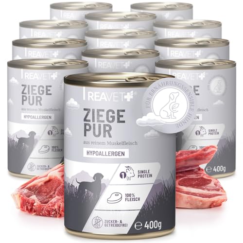 ReaVET Premium Hunde Nassfutter - Ziege Pur 12 x 400g I Reines Muskelfleisch, Hypoallergen, ohne Getreide & Zusätze, Hundenassfutter sensitiv für Allergiker ReaVET Premium Hunde Nassfutter - Ziege Pur 12 x 400g I Reines Muskelfleisch, Hypoallergen, ohne Getreide & Zusätze, Hundenassfutter sensitiv für Allergiker von ReaVET