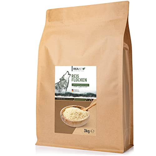 ReaVET Reisflocken Hund 3kg, Reisflocken Hunde, Gemüseflocken Hunde glutenfrei, Gemüseflocken Hunde Barf, Barf Zusatz Hund von ReaVET