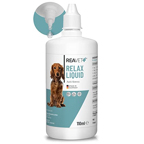 ReaVET Relax Liquid 110ml - Beruhigungsmittel für Hunde, Katzen als Tropfen mit Baldrian, bei Angst, Silvester, Stress, Autofahrt & Reise - Zur natürlichen Beruhigung & Entspannung von ReaVET