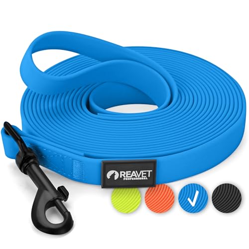 ReaVET Schleppleine für Hunde 5 Meter, Blau I Robuste & wasserfeste Hundeleine lang I Übungsleine mit Griff, Trainingsleine Laufleine für große & kleine Hunde von ReaVET
