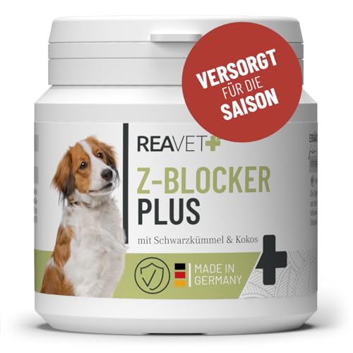 ReaVET Z-Blocker Plus Tabletten 120 Stück, Optimal für Hunde in der Saison I Bewährte Formel Bierhefe, Schwarzkümmel & Kokos I 8 Monatsrationen für Hunde Aller Rassen & jeden Alters ReaVET Z-Blocker Plus Tabletten 120 Stück, Optimal für Hunde in der Saison I Bewährte Formel Bierhefe, Schwarzkümmel & Kokos I 8 Monatsrationen für Hunde Aller Rassen & jeden Alters von ReaVET